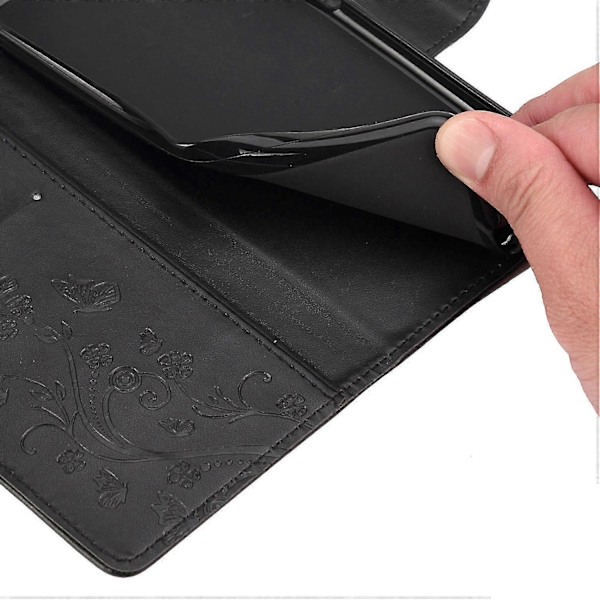 Sony Xperia 10 IV Sommerfugl Blomst Præget Wallet Case - PU Læder Stand Flip Cover Lilla
