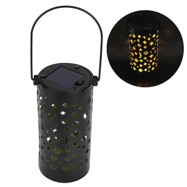 Udendørs Have Terrasse Jern Hul LED Solcellelampe Vandtæt Landskabslys (Stjerne Måne Lys)