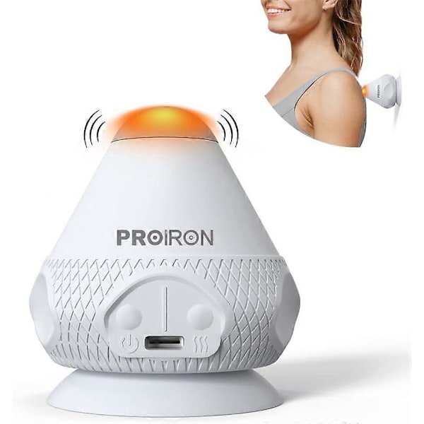 Handsfree Vibrerande Massageboll, Värme Trigger Point Boll, Djupvävnadsmassage för Ryggmuskler, Lindring av Ömhet, Återhämtningsmassage (Grå)