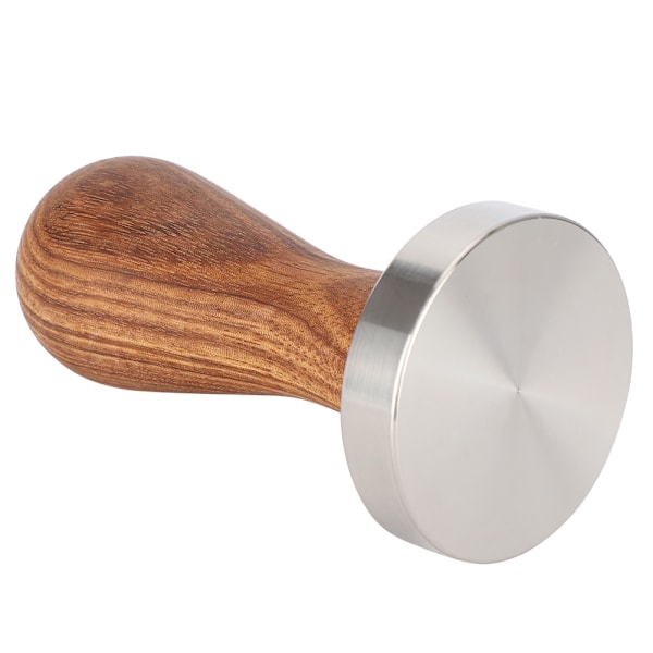 51mm rustfritt stål kaffepulverpresser med trehåndtak for hjemmebruk
