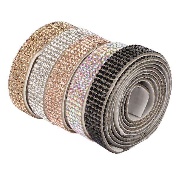 5 st självhäftande strassband 5 yards totalt 1 cm bredd klippbar DIY strassband för skor fotoramar