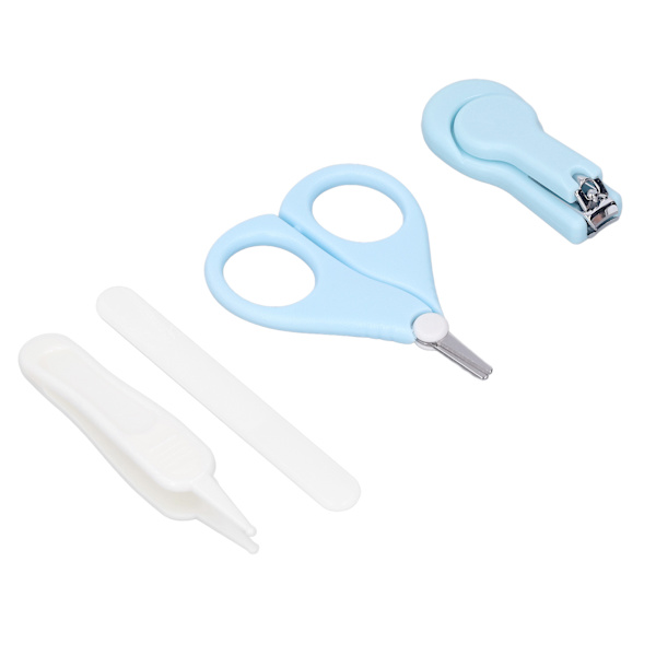 4-delad baby nagelset säkerhetsskötsel baby nagelfil set med sax nagelfil rund pincett nagelklippare blå
