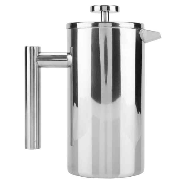 Dobbelvegget kaffetrakter i rustfritt stål, franskpresset tekanne med filter (800 ml)