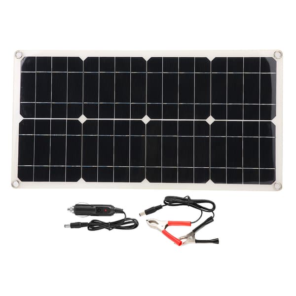 25W Dobbel 5V USB Fleksibelt Enkeltkrystall Solcellepanelsett Bilbatteriladerkontroller