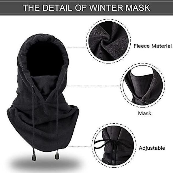 Talvinen tuulenpitävä fleece-balaclava-hattu moottoripyöräilyyn, hiihtoon, juoksuun ja pyöräilyyn