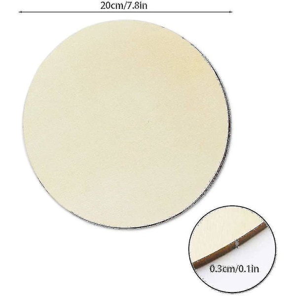 Trærunde Plade til Håndværk - 5 Styk, 20cm