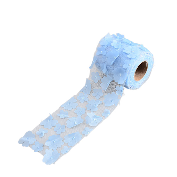 Blommor Tulle Rullar 8cm 10yd Utsökt Ljus Vacker DIY Flexibel Bred Applikation Tulle Rulle Spole TygLjusblå