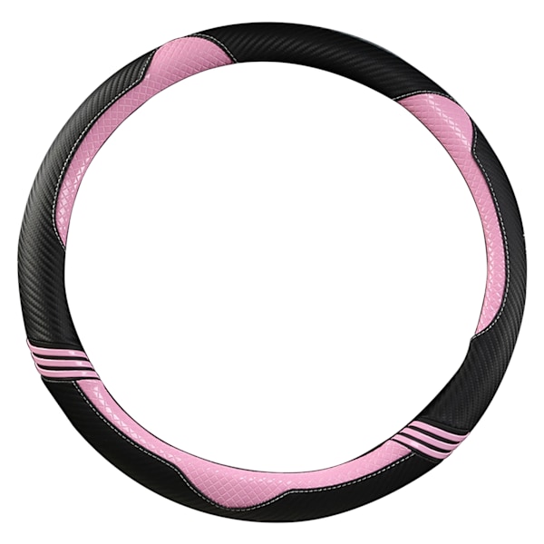 Automatisk rattöverdrag halkfritt kolfiberläder bilskyddsskydd svart rosa