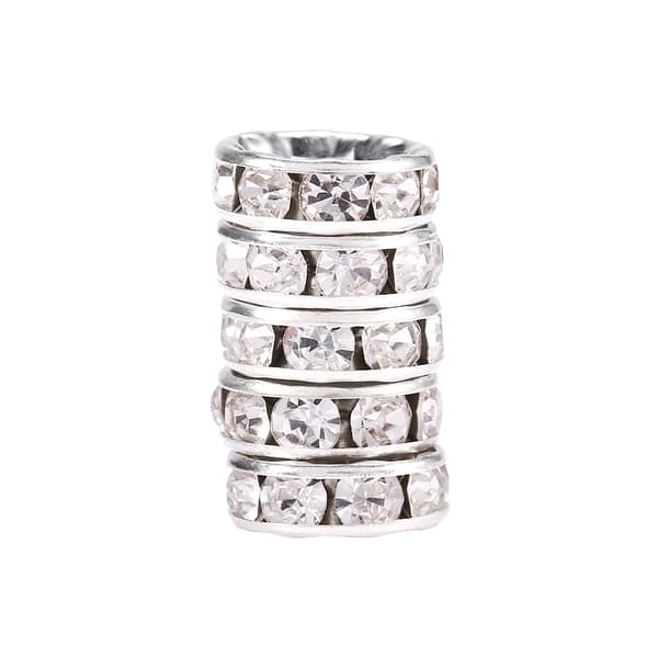 100 stk./sæt Legering Rhinestone Løs Charm Spacer Perle til Smykkefremstilling (Sølv 8mm)