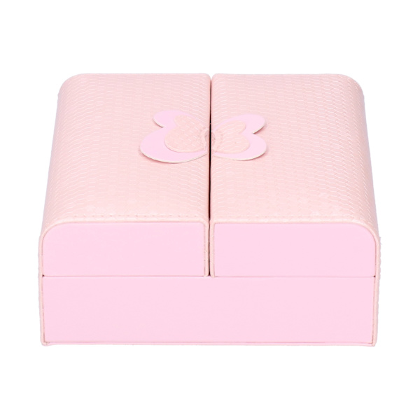 Smykkeæske Fashionable PU Læder Halskæde Vedhæng Ørering Organizer Display Case 15x15x6.5cmPink