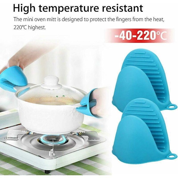 Amrta Silikon Grytlappar Ugnshandskar Kök Silikon Värmebeständiga Vantar 2-pack (1 par), Mini Skyddande BBQ Redskapshållare Röd Blå Rosa Svart G