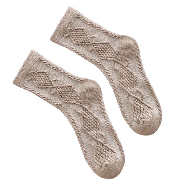 Barnekåpesokker for jenter Bomull Komfortable Varme Retro Preppy Mid Calf Crew Sokker for Vinter Høst Khaki M