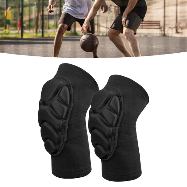 Knäskydd Polyesterfiber Hög Elasticitet Andningsbart Antikollisionsskyddande Knäskydd för Basketsporter Svart