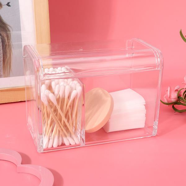 Transparent bomuldspinde opbevaringsboks Makeup Powder Puff Kosmetisk værktøj Organizer Container