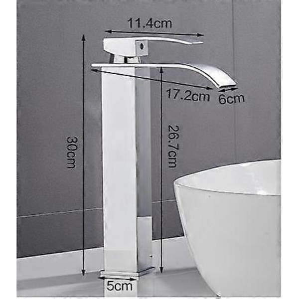 Modern Hög Vattenfall Blandare, Elegant Design Badrumsblandare, Hög Enkelspaks Mässing Blandare, Varmt och Kallt Vatten Tillgängligt