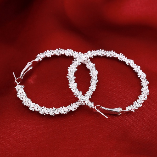 Kvinnor Big Hoop Örhängen Large Loop Circle Legering Smycken Örhängen (silver)