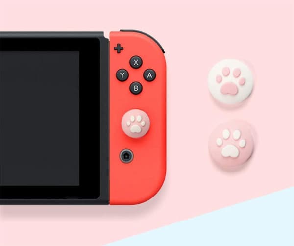 4 st (Rosa med Blå) - Smarta tumgrepp för Nintendo