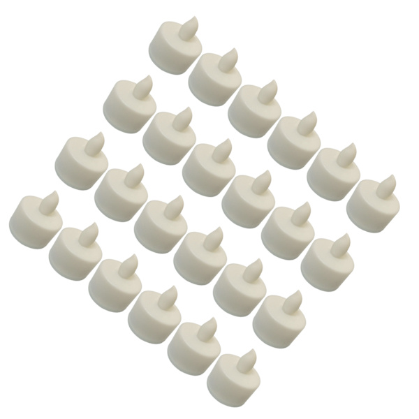 24 stk. LED elektronisk stearinlys - Flammeløse LED-tealights til fødselsdag, feriefest, stue, hvid skal, gult lys