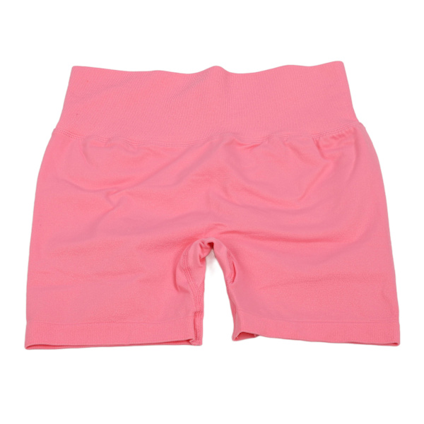 Hög midja Höftlyft Yoga Shorts Dam Mjuk Andas Magkontroll Atletisk Löpning Workout Shorts Rosa L