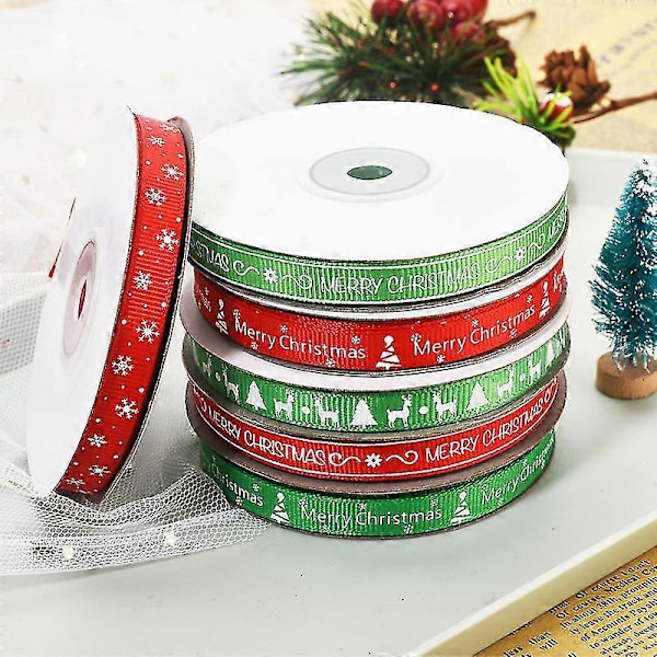 Jouluinen grosgrain-nauha lahjapakettien käärimiseen, hiusrusettien ja -klipsien valmistukseen. (22m Grosgrain-nauha-joulu)