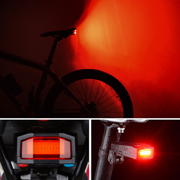 A6 USB-opladningscykel baglygte Intelligent sikkerhedsadvarsel Alarm Cykel Natkørsel Tilbehør