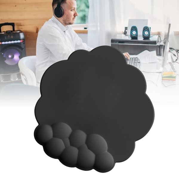 Sky Mousepad med Håndledsstøtte - Hukommelsesskum, Anti-Skrid, Ergonomisk Håndledsstøtte til Computer, Laptop, PC Gaming, Sort