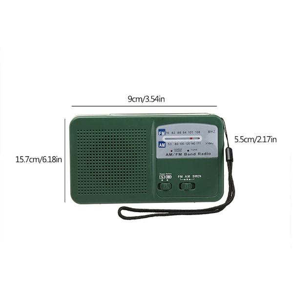 Handvevad radio multifunktionell AM FM-radio med LED-ficklampa nödladdare