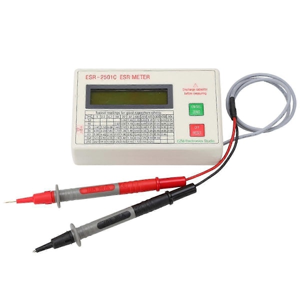 Ny ESR2501C Kondensator ESR Tester Test i Kredsløb Kapacitansmåler med Testledninger Klemme Batteri