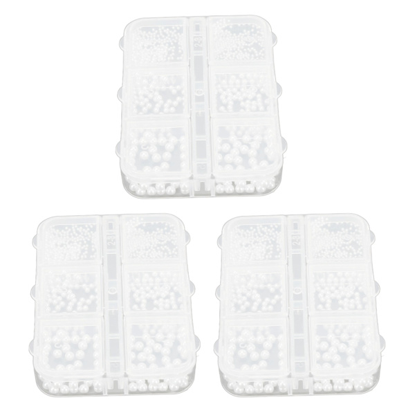 3 lådor Nail Art konstgjorda pärlor Olika storlekar Glänsande bärbar manikyrdekorationer Berlocker för sminkhantverk