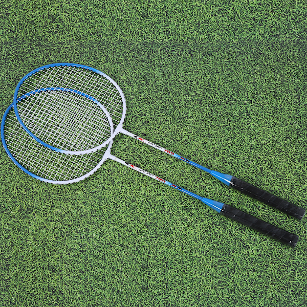 2 st järnlegering badmintonracket primärt träningsövningsutrustning med mjukt handtag blå