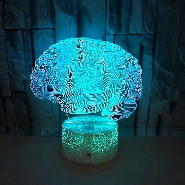 3D Illusion Hjärna LED Lampa Art Deco Lampa Lampor LED Dekorationslampor Fjärrkontroll 7/16 Färger Ändra Nattlampa USB-driven Barnpresent Födelsedag Jul