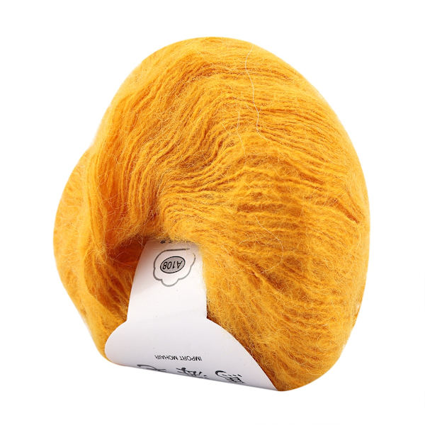 Mjuk mohair stickning ullgarn DIY sjal halsduk virka tråd tillbehör (gul)