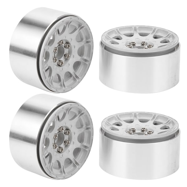 4 kpl 2,2 tuuman alumiiniseospyörän napa sopii TRX4 SCX10 90046 D90 TRX6 1/10 RC-mallinnuksille hopea