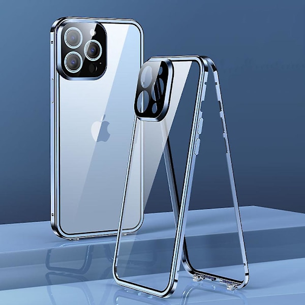 1-pack Skal för iPhone 13 Pro Max, 360 graders fram- och baksida i härdat glas, Allomfattande metallskal för iPhone 13 Pro Max Stöttåligt skal