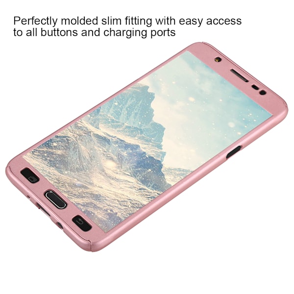 360° Beskyttende Slank Telefondeksel med Herdet Glass for Samsung Galaxy J7/2017 Rose Gold