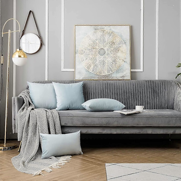 Pudderblå 50x50 cm Fløyel Pynteputetrekk Sett med 2, Dekorative Myke Putetrekk for Sofa Soveværelse