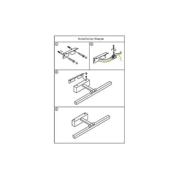Moderne sort LED-badeværelsesspejlys - 50 cm, 12 W, IP44 vandtæt, 180° roterbar, varm hvid 3000K
