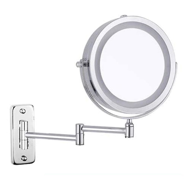 Double Sided LED Lighted Wall Mounted Makeup Mirror, 10x Magnification