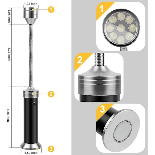 BBQ Lys Magnetisk Base Super Sterk LED $ LED BBQ Lys 360 Fleksibel Svanenhals Værbestandig $ LED Lommelykt Med Magnet Arbeidslys Bøyelig Nødlys
