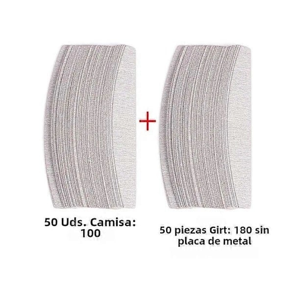 100 st Nagel Järnpapper med Avtagbart Metallhandtag Buffé 100/180 Dubbelsidig Manikyr Nagelkonstfil Nagel Klippset 100-180 Grit