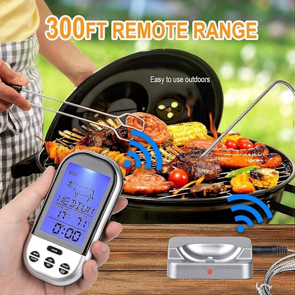 Trådlös Kötttermometer, Fjärrstyrd Kötttermometer Digital Matlagningstermometer för Matlagning, Grillning