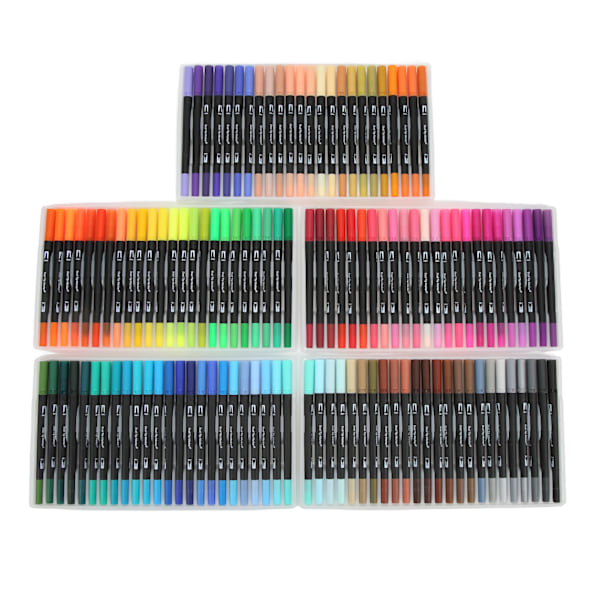 120 farger dobbelthodede fineliner-tusjer 0,4 mm fineliner-penner med gjennomsiktig boks for voksne og barns fargeleggingsbøker