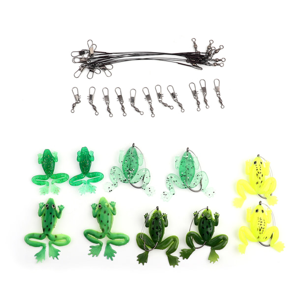 Fiskekrokar Frog Lure Baits Kit - 10 st, Anti Bite Wire Connectors, Fiskredskapstillbehör