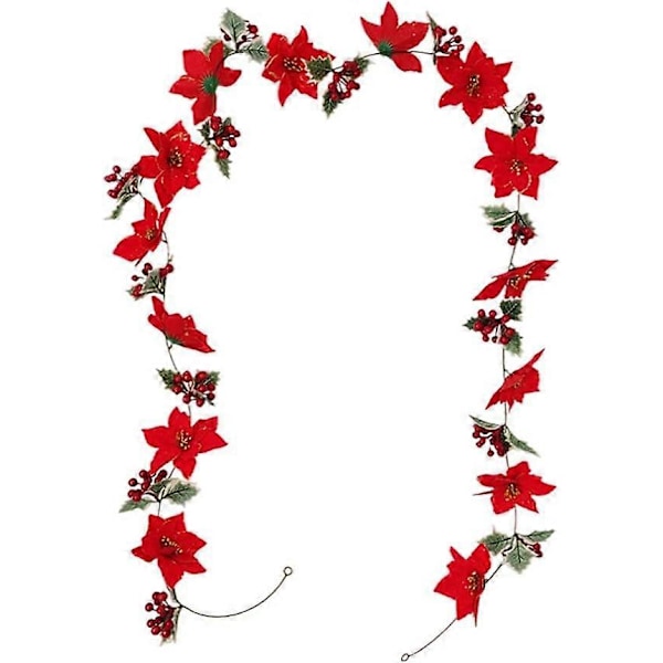 Bär Julgirlang, Konstgjord Julstjärnegirlang med Röda Bär och Järneksblad Jul