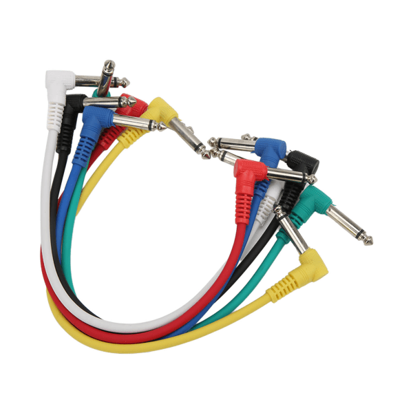 6 stk effektkabel farveafskærmet støjreduktion pedal patch ledninger til elektrisk guitar bas