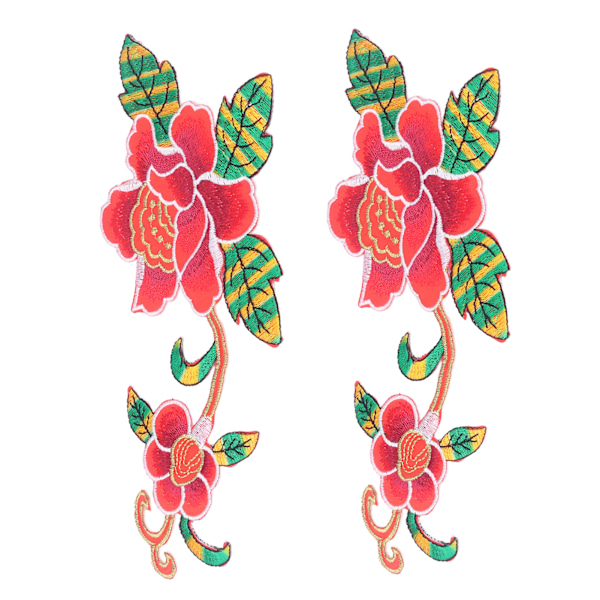 2 stk. patches syning håndsømning dekorative DIY fremstilling bomuld broderet blomstermønster patch til scrapbooking rød
