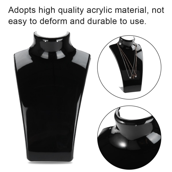 Halskæde Ørering Holder Mannequin Hoved Bust Stand Model Shop Smykker Display Stativ (Sort)