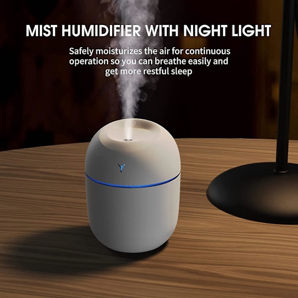Luftfukter, Andoer 220ml Stille Luftfukter, Baby Luftfukter Med USB Nattlys Vannfri Luftfukter Automatisk