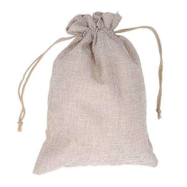 10 stk. bomulls- og linsstoffpose, liten oppbevaringspose med snøring, 22,9 x 17 cm, gjenbrukbar oppbevaringspose for brød og blomster