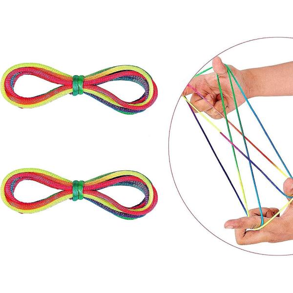 Rainbow Finger Rope Set - 160 cm längd, Cat's Cradle Game, kreativ stimulering